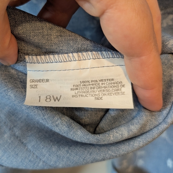 Vintage Image 18W Plus Light Blue Denim Style Floral Blazer Women - Picture 3 of 10